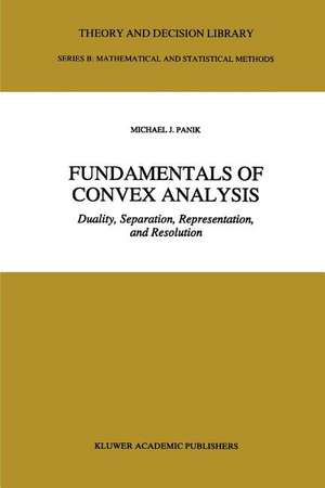 Fundamentals of Convex Analysis: Duality, Separation, Representation, and Resolution de M.J. Panik