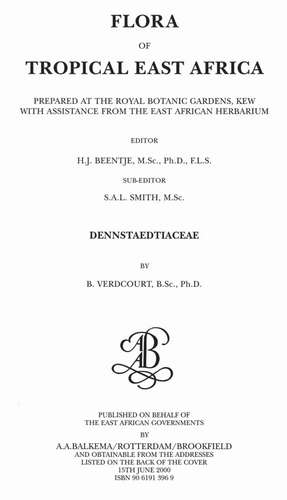 Flora of Tropical East Africa - Dennstaetiacea (2000) de Bernard Verdcourt