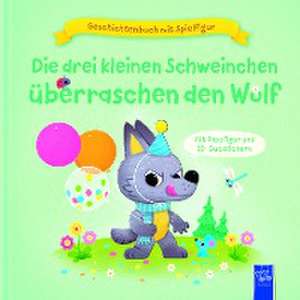 Geschichtenbuch mit Spielfigur -Die drei kleinen Schweinchen überraschen den Wolf de Julie Harman