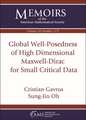 Global Well-Posedness of High Dimensional Maxwell-Dirac for Small Critical Data