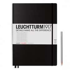 Agendă nedatată Leuchtturm Master Slim (A4+): Negru, 121 pagini cu pătrățele