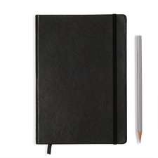 Agendă nedatate Leuchtturm din piele naturală (rigid cover, in a gift box): Negru, Medium, pagini albe