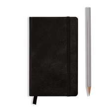 Agendă nedatate Leuchtturm din piele naturală (rigid cover, in a gift box): Negru, Pocket, pagini punctate