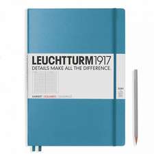 Agendă nedatată Leuchtturm Master Slim (A4+): Albastru nordic, 121 pagini cu pătrățele