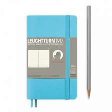 Agendă nedatată Leuchtturm Pocket A6 Ice Blue copertă flexibilă, pagini punctate