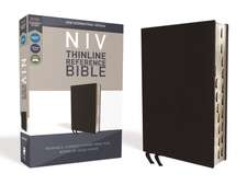 NIV, Thinline Reference Bible (Deep Study at a Portable Size), Bonded Leather, Black, Red Letter, Thumb Indexed, Comfort Print