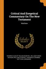 Critical and Exegetical Commentary on the New Testament: Matthew