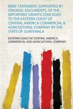 Brief Statement, Supported by Original Documents, of the Important Grants Conceded to the Eastern Coast of Central America Commercial & Agricultural Company by the State of Guatemala