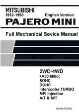 Mitsubishi Pajero Mini 660cc English Mechanical Factory Service Manual