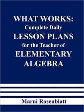 What Works: Complete Daily Lesson Plans for the Teacher of Elementary Algebra