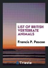 List of British Vertebrate Animals