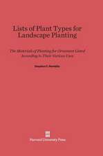 Lists of Plant Types for Landscape Planting