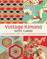 Vintage Kimono, 16 Note Cards: 8 illustrations from 1900's Vintage Japanese Kimono Fabrics (Blank Cards with Envelopes in a Keepsake Box)