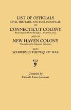 List of Officials, Civil, Military, and Ecclesiastical, of Connecticut Colony from March 1636 Through 11 October 1677 and of New Haven Colony Througho