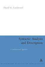 Syntactic Analysis and Description: A Constructional Approach