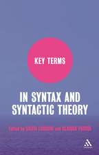 Key Terms in Syntax and Syntactic Theory