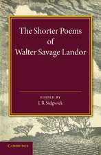 The Shorter Poems of Walter Savage Landor