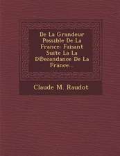 De La Grandeur Possible De La France: Faisant Suite La La D℗ecandance De La France...