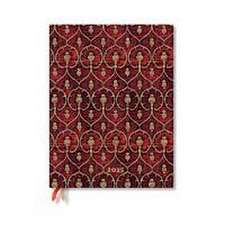 Paperblanks 2025 Weekly Planner Red Velvet Red Velvet 12-Month Flexis Ultra Vertical Elastic Band 176 Pg 100 GSM