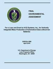 Final Environmental Assessment for a Loan and Grant to A123 Systems, Inc., for Vertically Integrated Mass Production of Automotive-Class Lithium-Ion B