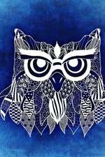 Cool Abstract Owl Drawing on Blue