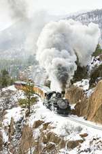 Narrow Gauge Railroad Train in Winter Durango to Silverton Colorado USA Journal