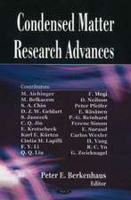 Condensed Matter Research Advances