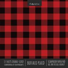 Buffalo Plaid Scrapbook Paper Pad 8x8 Decorative Scrapbooking Kit for Cardmaking Gifts, DIY Crafts, Printmaking, Papercrafts, Red and Black Check Designer Paper