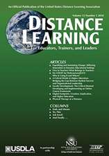 Distance Learning - Volume 15 Issue 1, 2018