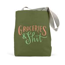 Emily McDowell & Friends Groceries & Shit (Olive) Tote Bags