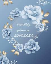 Monthly Planner 2019-2020: Calendar Monthly Schedule Organizer with Florals Blue Cover (2019-2020 calendar planner)