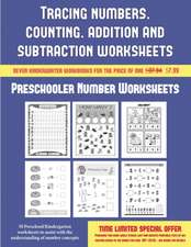 Preschooler Number Worksheets (Tracing numbers, counting, addition and subtraction)