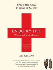 British Red Cross & Order of St John Enquiry List for Wounded and Missing: July 17th 1915