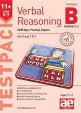 11+ Verbal Reasoning Year 5-7 CEM Style Testpack B Papers 9-12