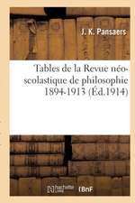 Tables de la Revue Néo-Scolastique de Philosophie, T01 À T20 1894-1913