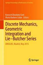 Discrete Mechanics, Geometric Integration and Lie–Butcher Series: DMGILBS, Madrid, May 2015