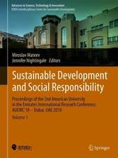 Sustainable Development and Social Responsibility—Volume 1