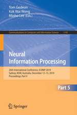 Neural Information Processing: 26th International Conference, ICONIP 2019, Sydney, NSW, Australia, December 12–15, 2019, Proceedings, Part V