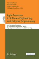 Agile Processes in Software Engineering and Extreme Programming: 21st International Conference on Agile Software Development, XP 2020, Copenhagen, Denmark, June 8–12, 2020, Proceedings