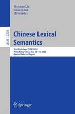 Chinese Lexical Semantics: 21st Workshop, CLSW 2020, Hong Kong, China, May 28–30, 2020, Revised Selected Papers