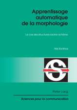 Apprentissage Automatique de La Morphologie: Le Cas Des Structures Racine-Schaeme