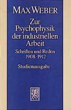 Max Weber-Studienausgabe: Zur Psychophysik Der Industriellen Arbeit