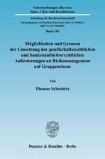 Möglichkeiten und Grenzen der Umsetzung der gesellschaftsrechtlichen und bankenaufsichtsrechtlichen Anforderungen an Risikomanagement auf Gruppenebene