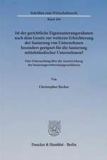 Ist der gerichtliche Eigensanierungsrahmen nach dem Gesetz zur weiteren Erleichterung der Sanierung von Unternehmen besonders geeignet für die Sanierung mittelständischer Unternehmen?