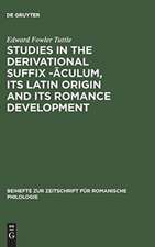 Studies in the derivational suffix - aculum: its Latin origin and its Romance development