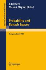 Probability and Banach Spaces: Proceedings of a Conference held in Zaragoza, June 17-21, 1985