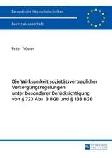 Die Wirksamkeit sozietätsvertraglicher Versorgungsregelungen unter besonderer Berücksichtigung von § 723 Abs. 3 BGB und § 138 BGB