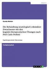 Die Behandlung Neurologisch Erkrankter Erwachsener Mit Den Kognitiv-Therapeutischen Ubungen Nach Prof. Carlo Perfetti: Befunde Und Theoretische Erklarungsansatze