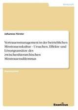 Vertrauensmanagement in der betrieblichen Misstrauenskultur - Ursachen, Effekte und Lösungsansätze des zwischenhierarchischen Misstrauensdilemmas