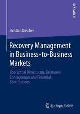 Recovery Management in Business-to-Business Markets: Conceptual Dimensions, Relational Consequences and Financial Contributions